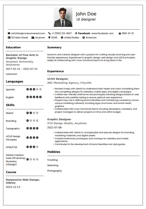 Download Top Free Resume Templates 2024 at CVResumeNest.com